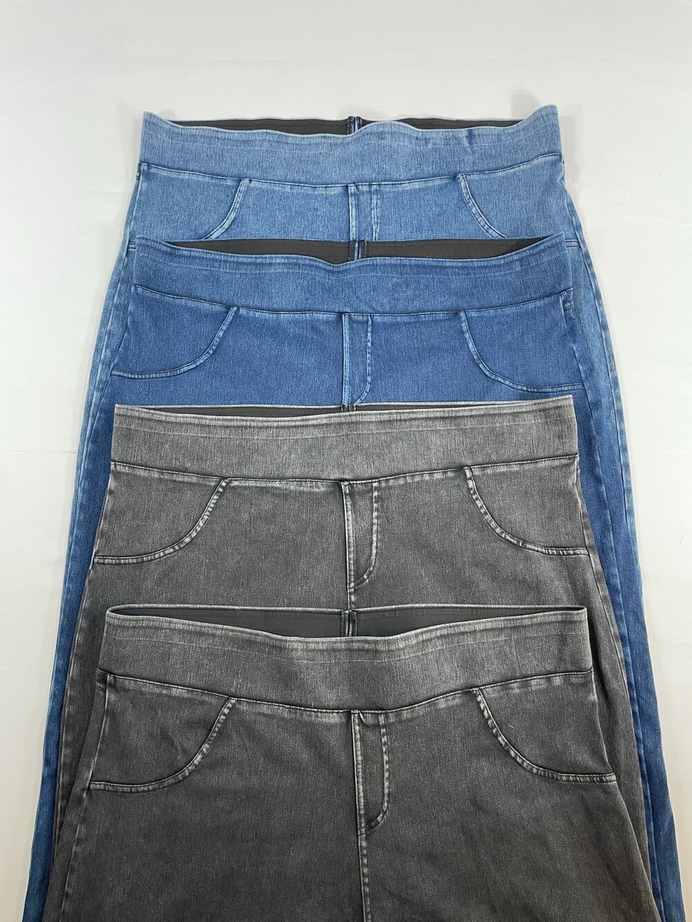 Lot of 4 Stretch Denim Look Jeggings Leggings High Waist Blue Grey 3XL Plus Size